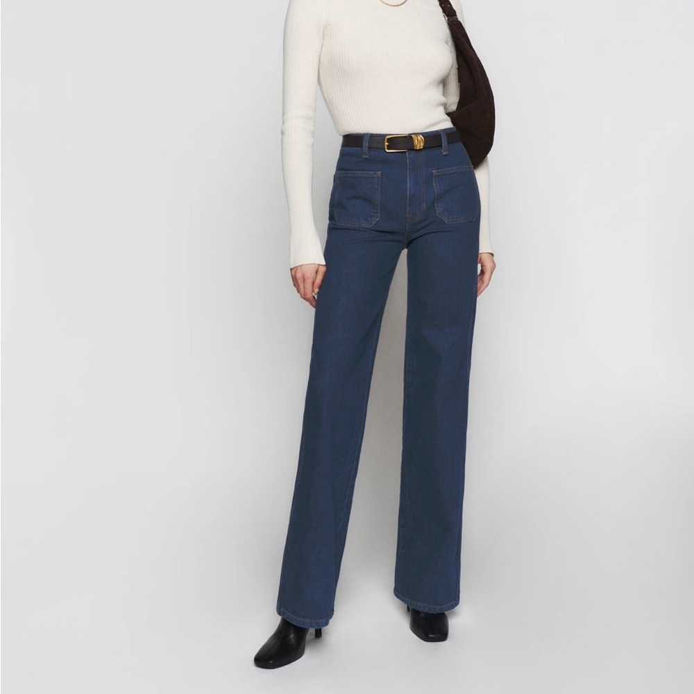 Reformation Alyssa patch pocket high rise wide leg jeans - not the long version